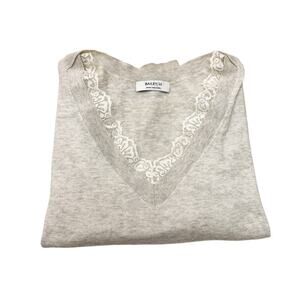 Bailey 44 Heather Gray Lace Inset Top Size Medium